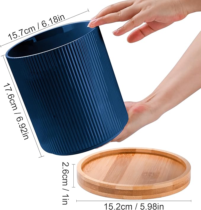 QUELIEN 360° Rotating Ceramic Utensil Crock - Large Kitchen Counter Organizer with Cork Base, Elegant Home Decor for Cooking Tools, Housewarming,Mothers Day & Christmas Gift Ideas (Blue)