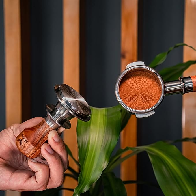 51mm Tamper Tool Espresso Rosewood Spring Loaded 30LB Calibrated Coffee Tamper Compatible With Delonghi, Casabrews, Smeg and more Espresso Machine Accessories