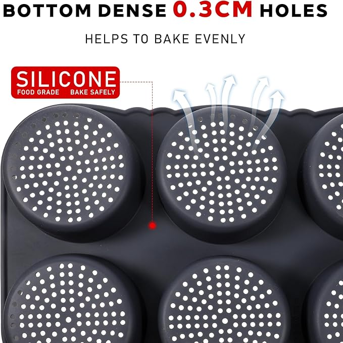 Set of 5 Silicone Hamburger Bun Mold, 4/6/9 Cup Silicone Hotdog Bun Pan with Spatula Brush, Mini Baguette Pans Bread Baking Pan for Homemade Hamburger Buns