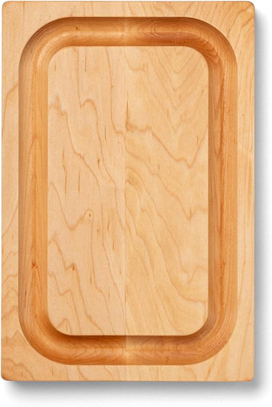 John Boos Chop-N-Slice Series Rectangular Wooden Maple Cutting Board 12”x8” – 1” Thick, 3-lb Reversible Butcher Block with Eased Corners, Juice Groove & Edge-Grain – Made in the USA