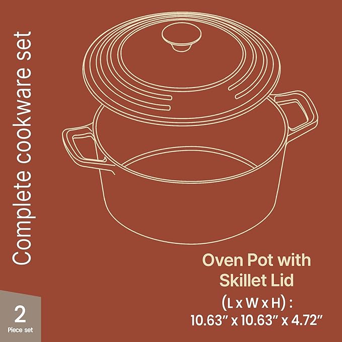 Bakken Enameled Cast Iron Dutch Oven Pot, 6QT Dutch Oven for Bread Baking, Braising & Roasting, Kitchen & Campfire Cooking, Moisture-Locking Lid, Oven Safe Up To 500°F, Works on All Cooktops, Blue