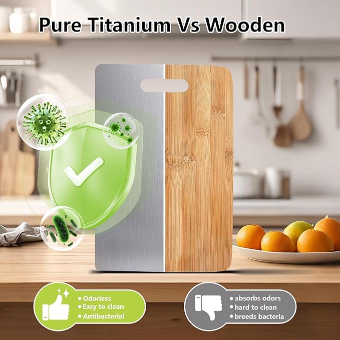3-Pack Titanium Cutting Boards For Kitchen, 100% Pure Cut Titanium Cutting Board, Food Grade Quality, Double-sided non-toxic, Easy To Clean, Dishwasher Safe And Will Not Absorb Odors