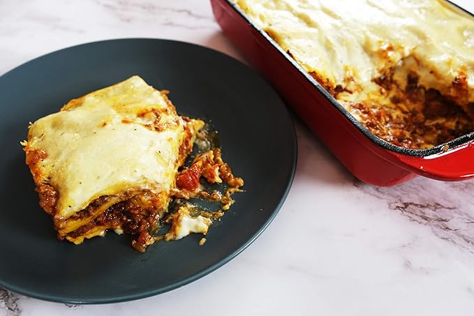 2.9 Qt Enameled Cast Iron Rectangular Roaster, Casserole Dish, Lasagna Pan, Deep Roasting Pan, for Cooking and Baking - Red