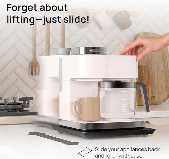 Ibyx Elegant Sliding Tray for Your Coffee Maker & Heavy Kitchen Appliances - Sturdy, Slides Easily from Under The Cabinet (Black, 12”W x 16”D)