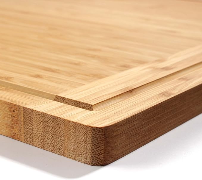 BambooMN Universal Premium Pull Out Cutting Boards - Under Counter Replacement - Designed To Fit Standard Slots - Heavy Duty Kitchen Board with Juice Groove - 22" x 18" x 0.75" - 2 Pieces