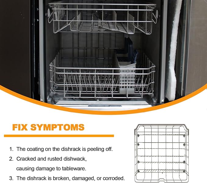Atgestore Upgraded DD82-01384A Lower Rack Replacement for Samsung Dishwasher Rack DW80R2031US DW80M2020US Rack 22.5”x20.5” Dishrack Samsung Dishwasher Bottom Rack Parts Lower Basket Drawer