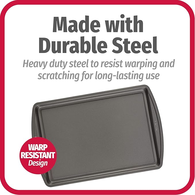 GoodCook Everyday Nonstick Carbon Steel 13” x 9” Baking Sheet Set,– Standard-Sized Carbon Steel Cooking Pans,Bakeware,Cookie Sheets for Baking,Oven Pan-Set,3 Count (Pack of 12)