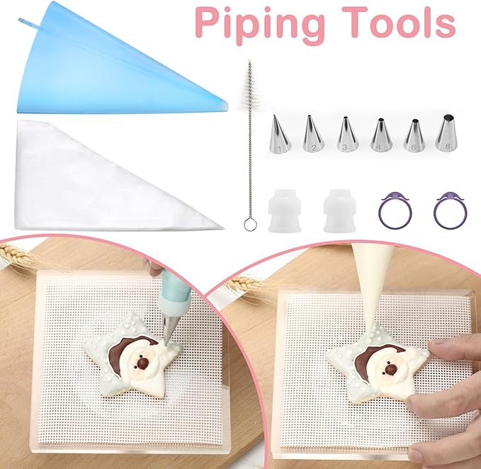 Easter Cookie Decorating Kit(ALL-IN-ONE),185Pcs with 9pcs Easter cookie cutters,Mixing Tools,Piping Tools,Decorating Tools and 100pcs Cookies Bags for Baking Beginners and Decorator