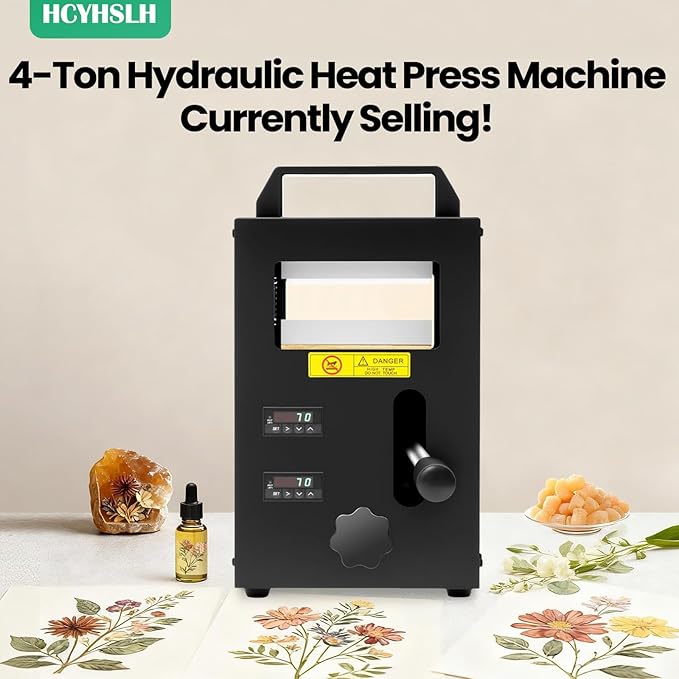 4Ton Hydraulic Heat Press Machine, 800W Portable Press Machine, 400℉Temp Dual Adjustable Heating Plates 110V 7A High Pressure Heat Press w/10 Baking Papers, 1Stainless Steel Tool for Plastic