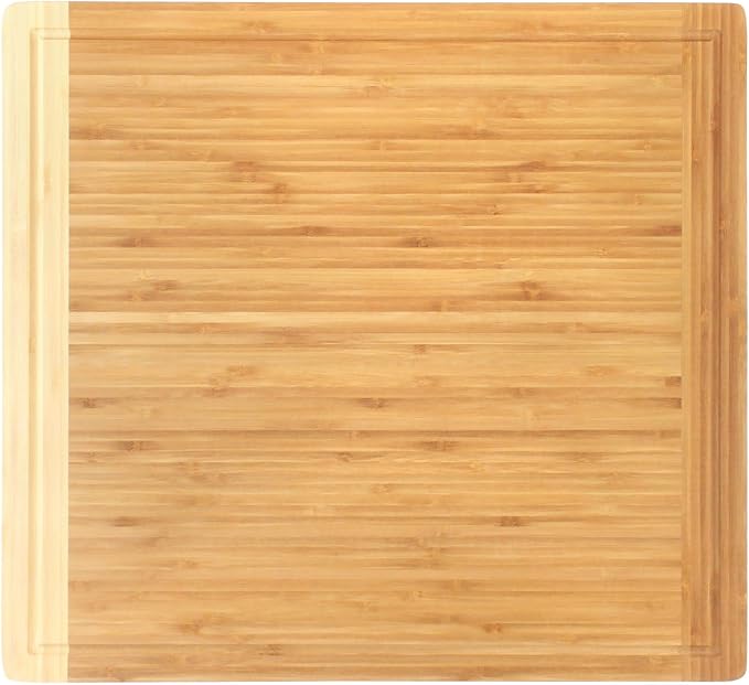BambooMN Universal Premium Pull Out Cutting Boards - Under Counter Replacement - Designed To Fit Standard Slots - Heavy Duty Kitchen Board with Juice Groove - 20" x 18" x 0.75" - 2 Pieces