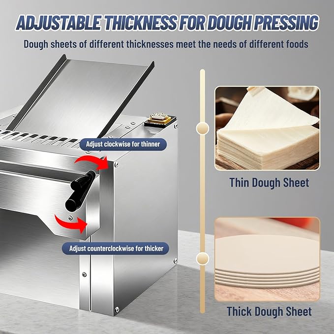 Electric Dough Roller Sheeter, Table Top Pizza Dough Press Mahcine, Commercial Press Machine,Pastry Sheeter Maker for Baking, For Making Pastries, Croissants, Pies,Cookies, Pizzas, Etc.