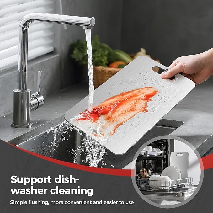 Titanium Cutting Boards for Kitchen,100% Pure Titanium Cutting Board Set of 3, Double Sided Non Toxic Cutting Board, Hygiene Durable Dishwash