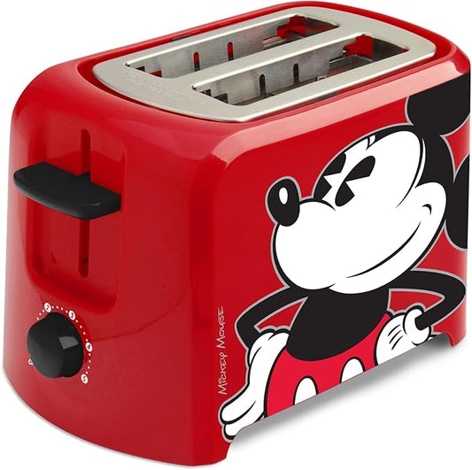 Disney Mickey Mouse 2 Slice Toaster by Select Brands - Disney Toaster for Breakfast Toast & Sandwich Bread - Kitchen Essential with Browning Control - Self-Centering Slots & High Rise Toast Lift