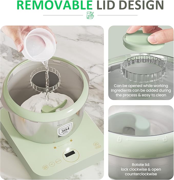 Electric Dough Maker with Ferment & Weighing Function, 5.2QT Dough Mixer with 304 Stainless Steel Bowl, Flour Kneading Machine for Pizza Bread Maker, Microcomputer Timing, Face-up Touch Panel
