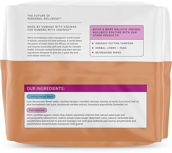 The Honey Pot Company - 64ct - Herbal Pads for Women - Organic Incontinence Daytime w/Wings. Infused w/Essential Oils for Cooling Effect & Postpartum Essentials - Feminine Care