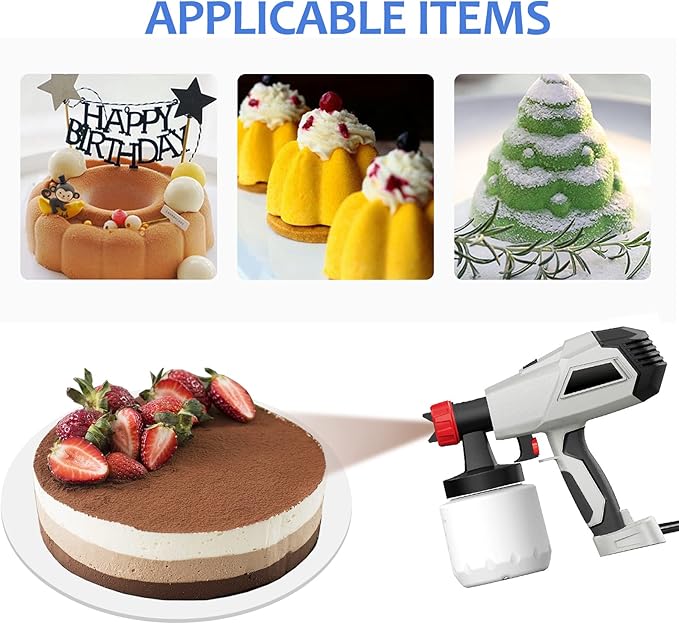500w Dessert Chocolate Spray Gun,Electric Paint Sprayer m/700ml Bucket Cake Decor Kit Manual Baking Sandblasting Machine,3 Shapes Adjustable Chocolate Latex Paint Spraying Machie for Mousse