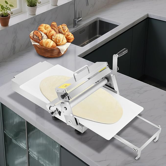 Folding Dough Sheeter, 32.68 x 18.9In Manual Dough Sheeter, 0-25mm Adjustable Thickness Stainless Steel Dough Machine for Baking Pastries and Bread, Pizza, Croissants, Pastry