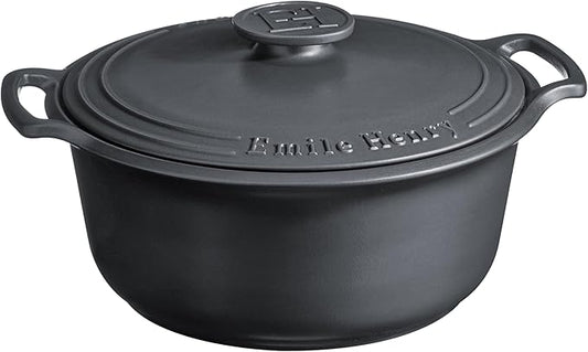 Emile Henry Made in France SUBLIME Ceramic 6 qt. Round Dutch Oven, Graphite