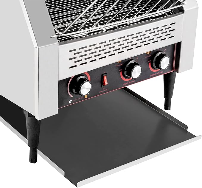150/450 Slices/Hour Commercial Conveyor Toaster, Stainless Steel Heavy Duty Industrial Bread Baking Machine w/ 3 Ring Heating Tubes for Baking Sliced Bread, Toast (2600W(TT-450L))