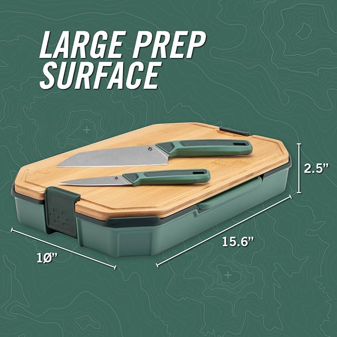 Gerber Gear ComplEAT Cutting Board Set - Cutting Board Kit with Polypropylene & Bamboo Cutting Boards - Features Paring Knife & Chef's Knife in Nesting Design