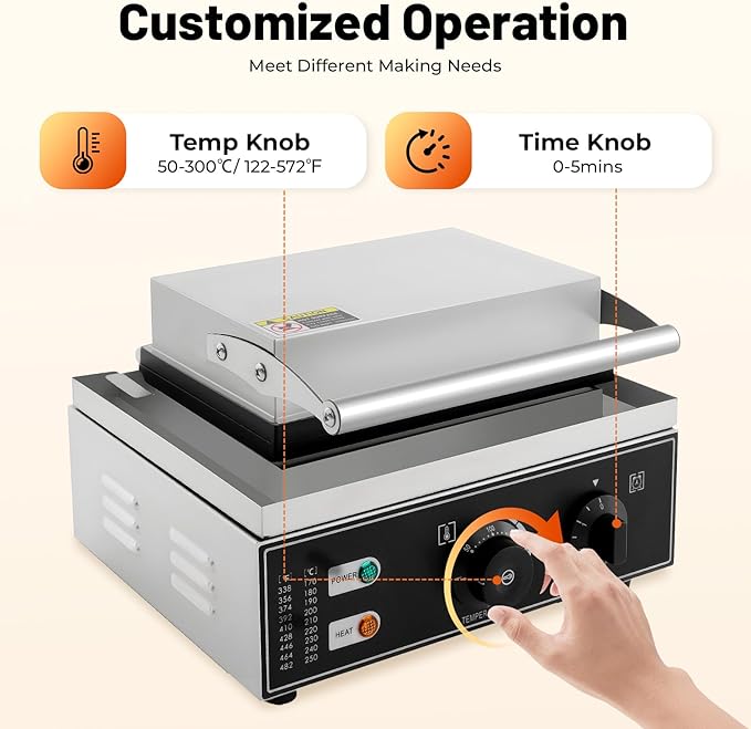 12 Grid Electric Donut Maker, 1550W 122-572℉ Commercial Doughnut Machine Double-Sided Donut Heating Machine Multi-Functional Doughnut Making Tool with Knobs for Parties Cafes Tea Stores