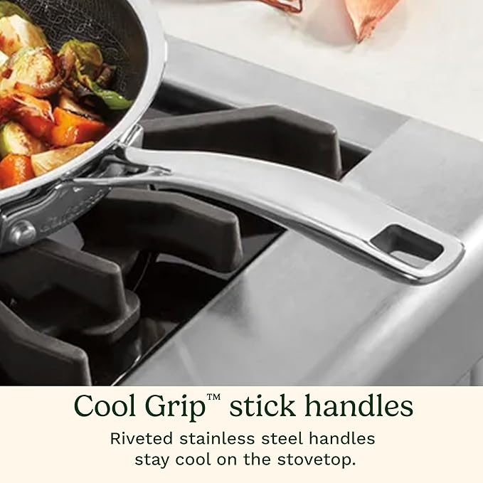 Cuisinart FusionPlus Nonstick Stainless Steel Cookware, 10-Inch Skillet with PFAS-Free PURELYSEAR Ceramic Technology, Scratch Proof, Cool Grip Handles, Dishwasher Safe, FPS22-24