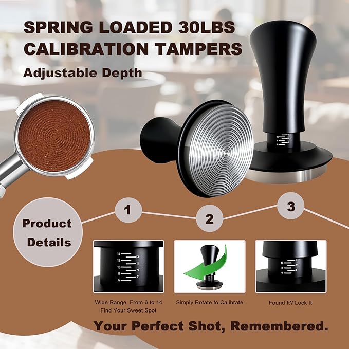 Espresso Accessories 58mm Spring Loaded Tamper Kit, 5-Piece Set with Needle Distributor WDT Tool, Dosing Funnel & Tamping Mat for 58 mm Portafilter Espresso Machines (58mm)
