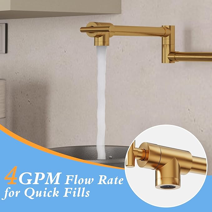 Pot Filler Faucet Gold Commercial Wall Mount Stove Faucet Wall Mount Kitchen Sink Pot Filler Facuet