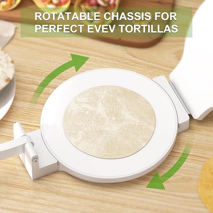 Tortilla Press 10 Inch - Bamboo Quesadilla & Roti Maker with Parchment Paper Sheets & Dough Cutter for Homemade Flour Corn Tortilla, Wood Tortillera Pataconera Tortilla Maker for Home Baking