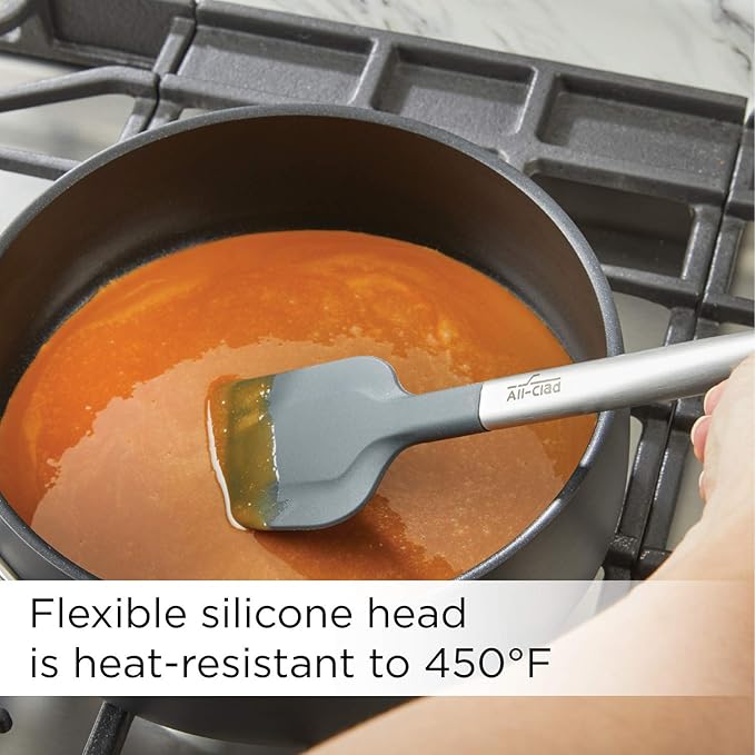 All-Clad Specialty Silicone Kitchen Gadgets Spatula Kitchen Tools, Kitchen Hacks Silver, Stainless Steel and Black