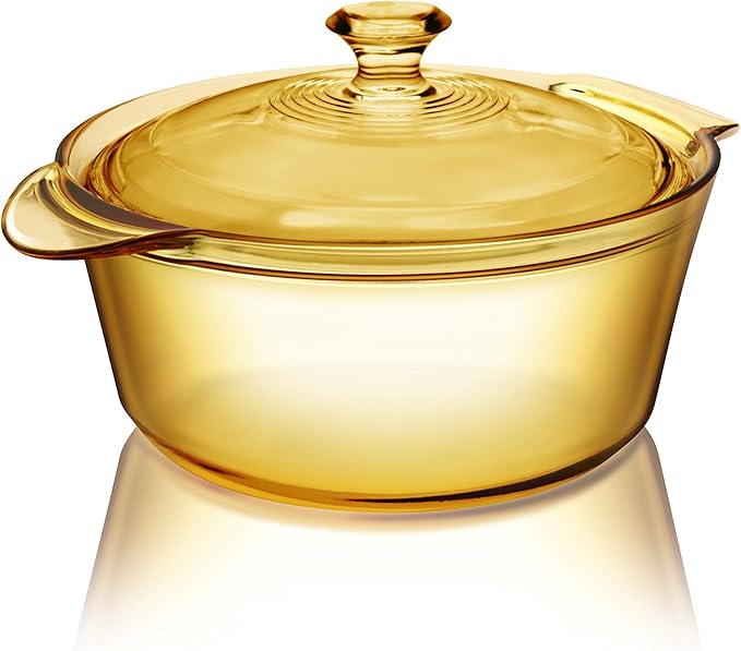 Visions 1.6 Litre Pyroceram Flair Cookpot with Glass Cover, Brown