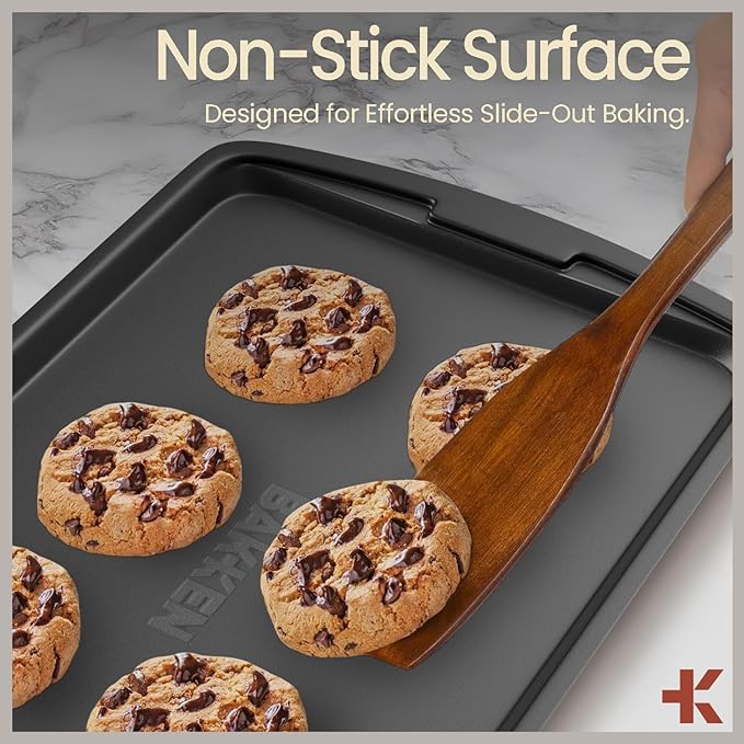 Bakken Swiss - Bakeware Set – 6 Piece – Stackable, Deluxe, Non-Stick Baking Pans for Professional and Home Cooking – Carbon Steel, Gray Coating