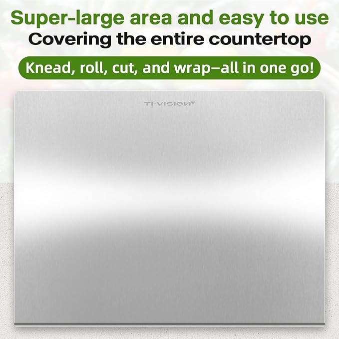 Pure Titanium Cutting Board with Lip - 100% Food-Grade Metal Chopping Board for Kitchen - Non-Porous, Easy to Clean, Dishwasher Safe (Medium)