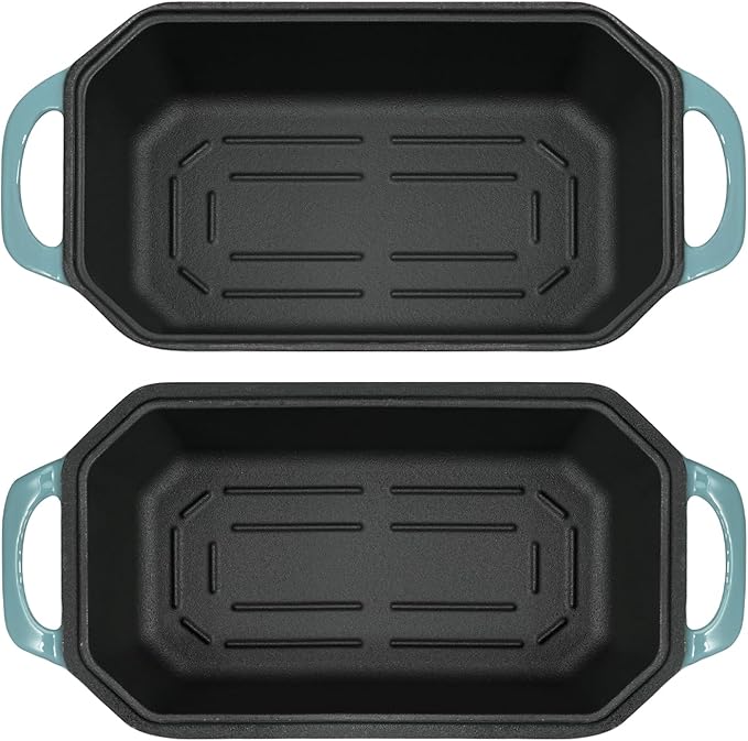 Bread Pan Cast Iron Loaf Pan with Lid Bread Loaf Pan 8.5x4.5 Inch Loaf Pan Enameled Cast Iron Sourdough Loaf Pan, LightBlue