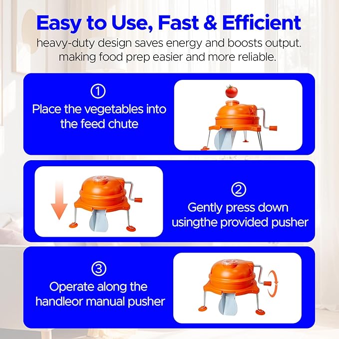 CL003 Commercial Vegetable Dicer - Heavy Duty Manual Tabletop Cuber 1/4" x 1/4" Food Prep Cutter, Orange Stainless Steel Kitchen Cutting Tool