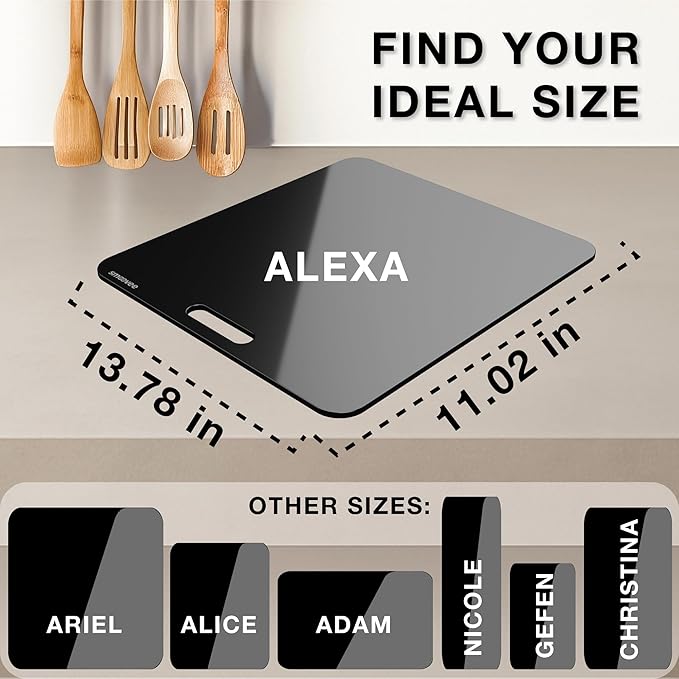 Smoovee - Sliding Surface - Alexa Black 13.78 x 11.02 inch, Appliance Rolling Tray for Kitchen Appliances – 360° Wheels, Stainless Steel Hubs, Easy‑Clean Durable Tray
