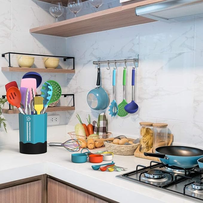 Silicone Cooking Utensil Set, Fungun Non-stick Kitchen Utensil 24 Pcs Cooking Utensils Set, Heat Resistant Cookware, Silicone Kitchen Tools Gift with Stainless Steel Handle (Colorful-24pcs)