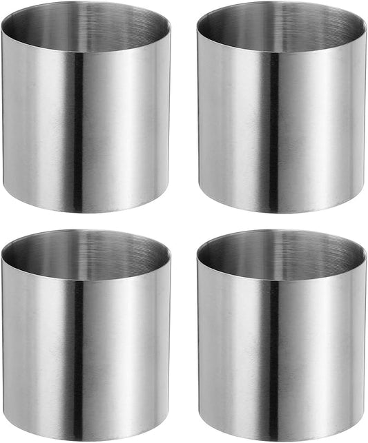 HARFINGTON 4PCS Round Cake Ring 2 x 2 Inch Seamless Stainless Steel Pastry Mousse Dessert Ring Mirror Coating for Baking Cooking Making Tool