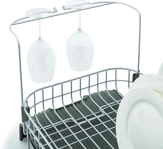 KitchenAid Satin Wire Expandable Dish Rack, 23.18-Inch, Gray