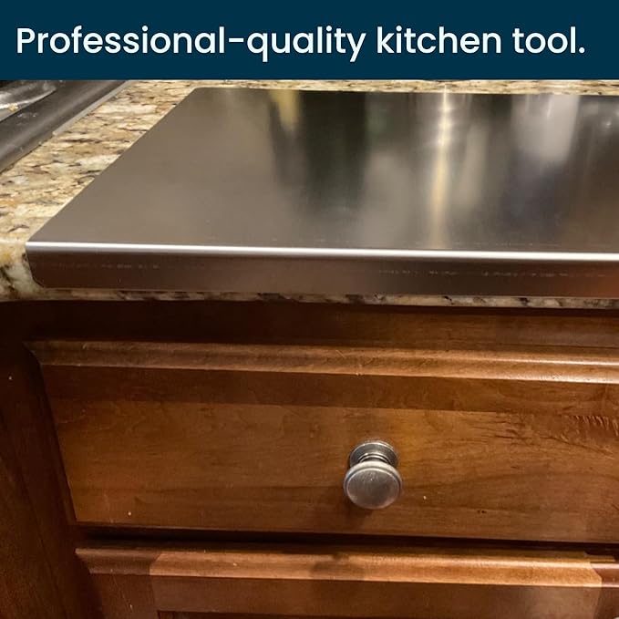 Stainless Steel Cutting Boards for Kitchen - Food-Grade 304 - Suitable for Meat, Fruits, Veggies, & Bread- Large-sized Chopping Boards with Lip - 11.81x15.75 in