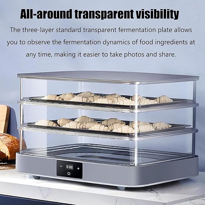 Electric Dough Proofer Machine - 40L Home Bread Proofing Box with Adjustable Temperature, Timing and Humidity Control for Even Fermentation - Perfect for Home Use
