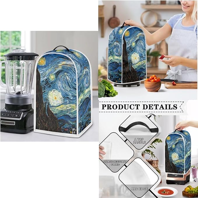 The Starry Night 2 Slice Toaster Cover Small Appliance 3-Pcs Set,Bread Toaster, Blender and Slow Cooker Cover Dust and Fingerprint Protection, Machine Washable Kitchen Decor