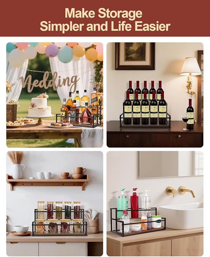 Coffee Syrup Rack Organizer, 2-Tier 10-Bottle Syrup Holder Stand for Coffee Bar & Liquor Display Shelf, Countertop Stand for Coffee Syrups, Wine, Spice, Soda Bar