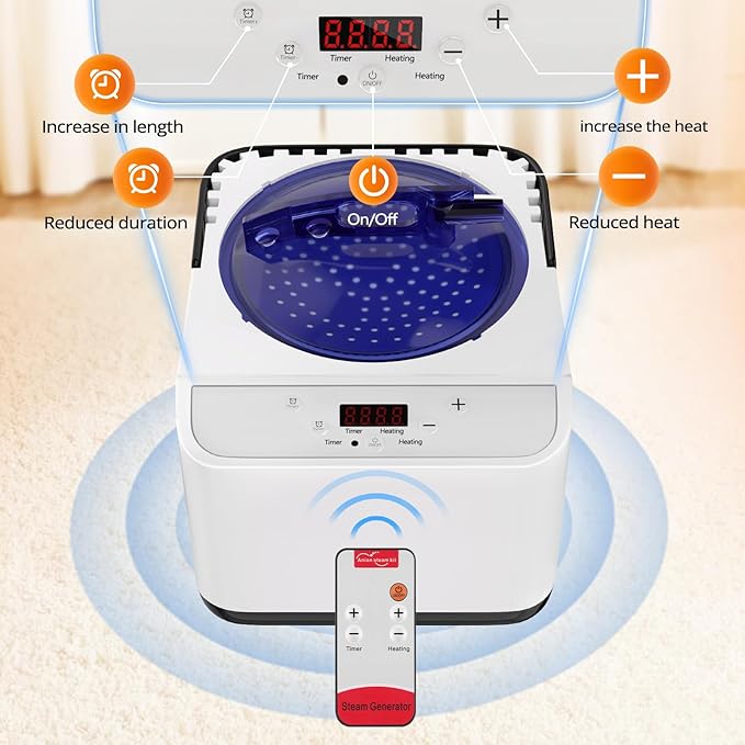 4 Liter Sauna Steamer Machine, 1500W Portable Steam Generator, Spa Machine, Timer Display for Body Detox, with Remote Control, Steam Cup, Home Spa Sauna Accessories