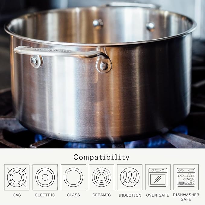 Made In Cookware - 12 Quart Stainless Steel Stock Pot With Lid - 5 Ply Stainless Clad - Professional Cookware - Crafted in Italy - Induction Compatible