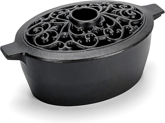 INNO STAGE Wood Stove Steamer, Cast Iron Humidifier for Stove, Home Indoor Decorative, Matte Black Finish, Rust Resistant, Lattice Top, 2.5 Quart Capacity, Patented