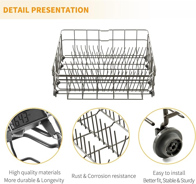 Allstare DD82-01384A Dishwasher Lower Rack Replacement Parts for Samsung Dishwasher Parts 22.4" x 20.5" DW80M2020US DW80R2031US DW80R2031UG DW80N3030UW Samsung Dishwasher Lower Dishrack Bottom Rack
