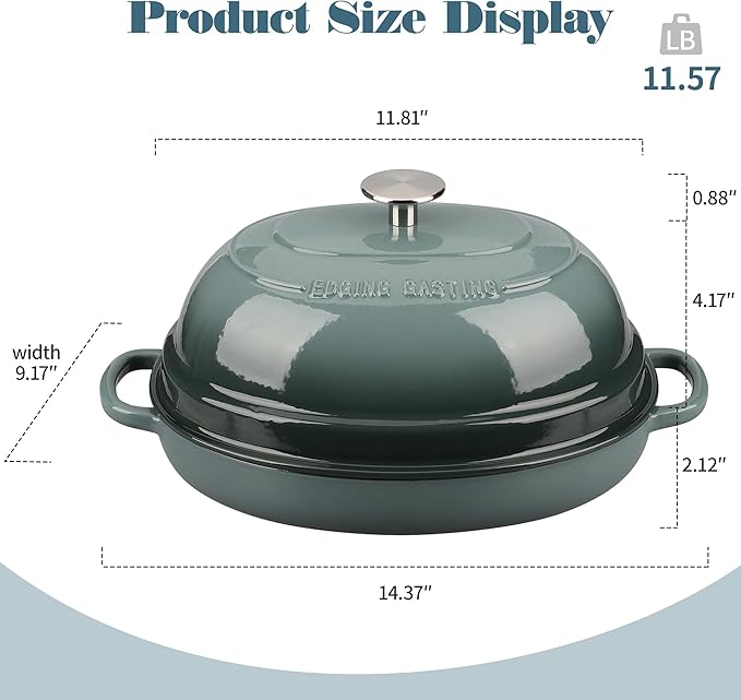 Enameled Oval Cast Iron Dutch Oven Pot with Lid, Bread Dutch Oven for Sourdough Bread Baking, Dutch Oven Bread, Bread Oven, 6QT, Slateblue