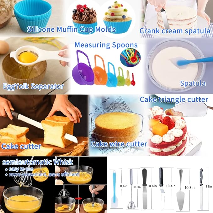 ake Decorating Kit, 672 Pcs Cake Decorating Supplies With Cake Carrier Holder Springform Pan Sets 3-Layer Toolbox Organizer Icing Piping Nozzles Cake Rotating Turntabl Baking Supplies Set Tools