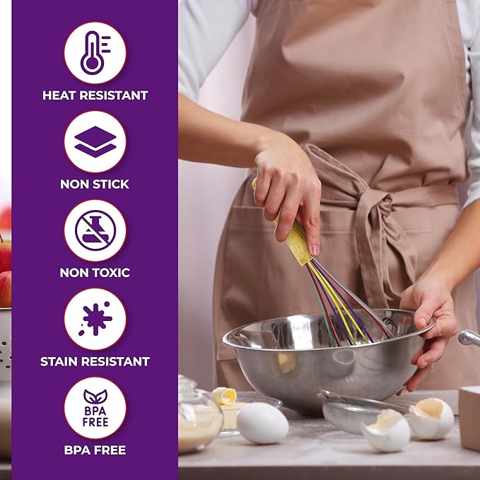 Kaluns 50 PCS Silicone Kitchen Utensils Set Complete Kitchen Set - 800°F Heat Resistant Non-Stick Premium Cooking Utensils W Wooden Handles - Can Opener, Masher, Turner, Silicone Spatula Set